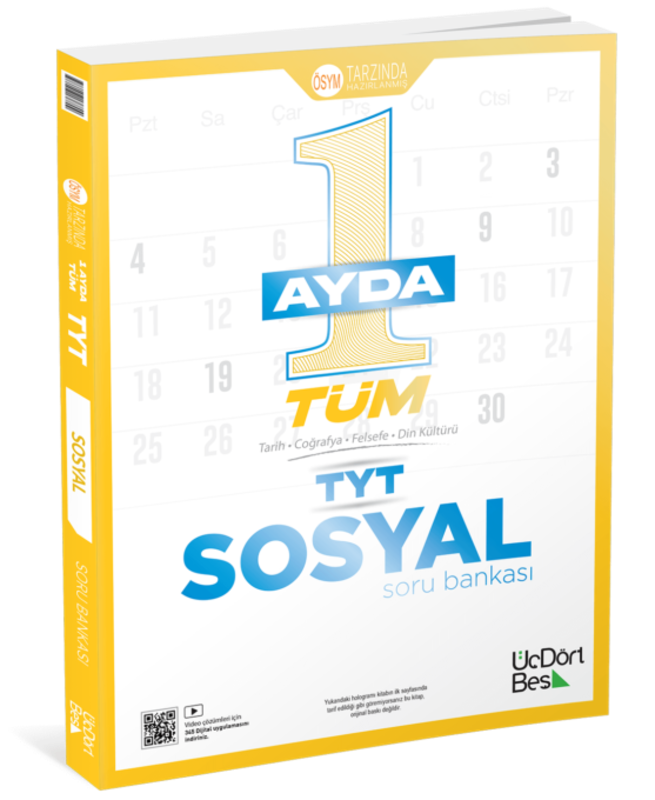 Resim 345-1 Ayda Tüm TYT Sosyal Soru Bankası - GÜNCEL BASKI
